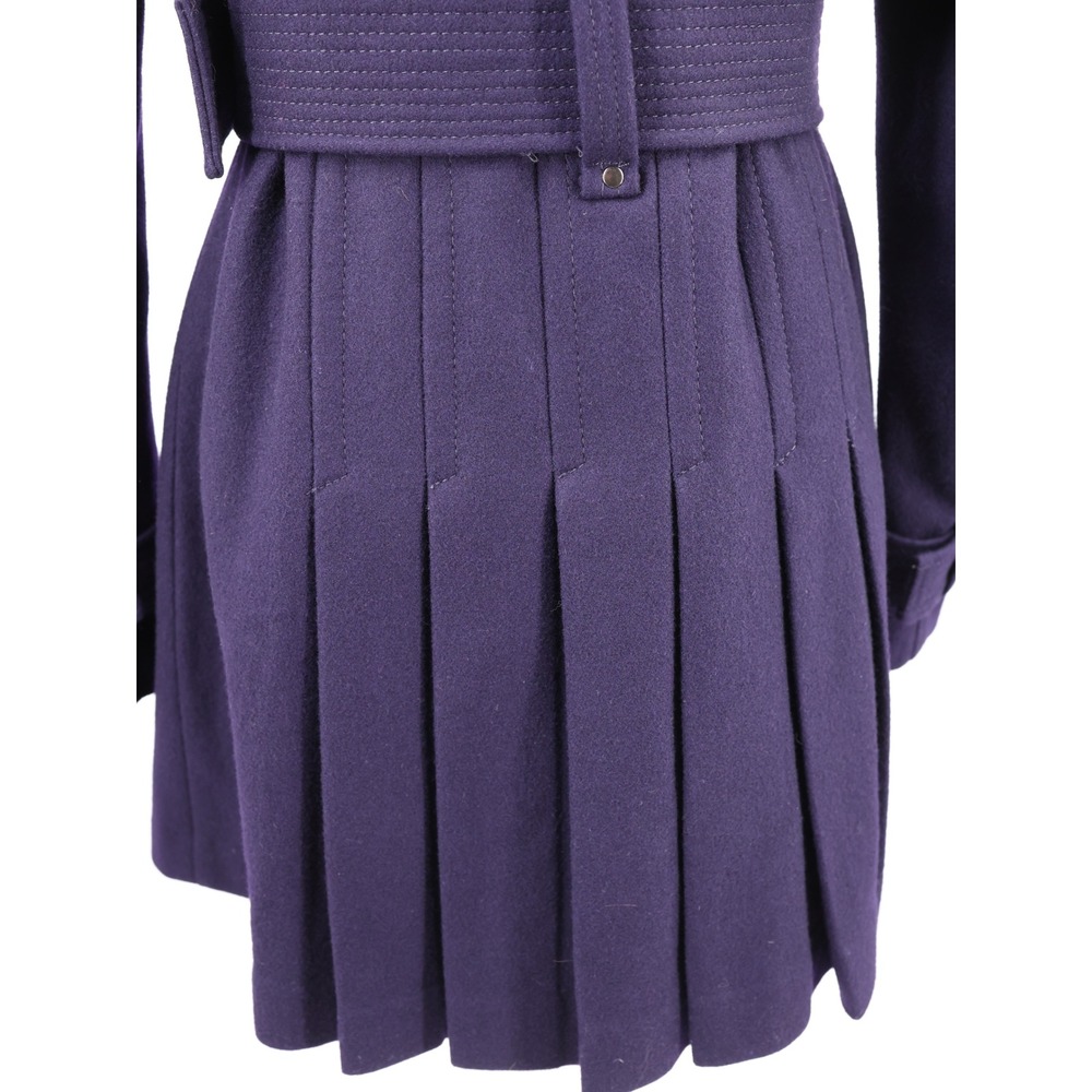 Miss Sixty Wool Blend Belted Peacoat Pleated Back Purple Y2K Jacket Size M - Picture 6 of 16
